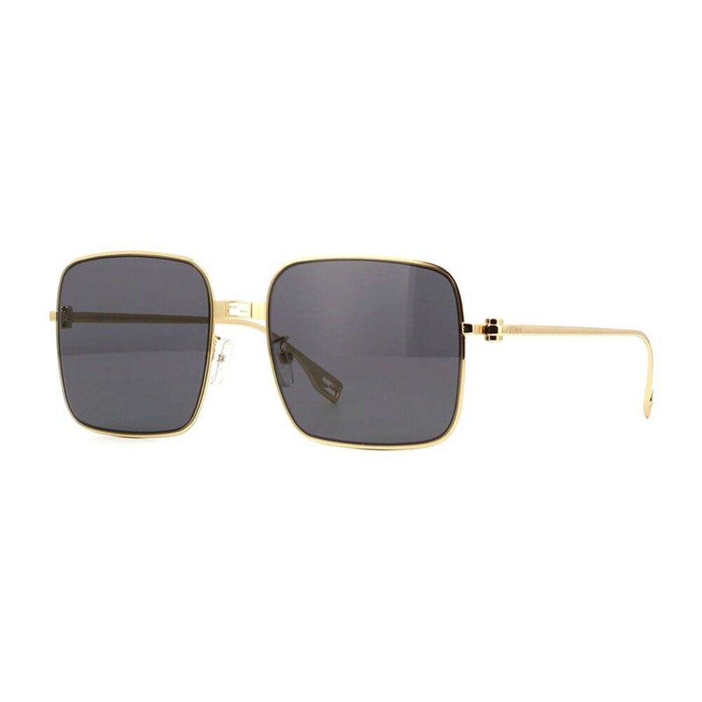 Fendi Sunglasses Square Rimless, Shiny Endura Gold Frame and Smoke Lens